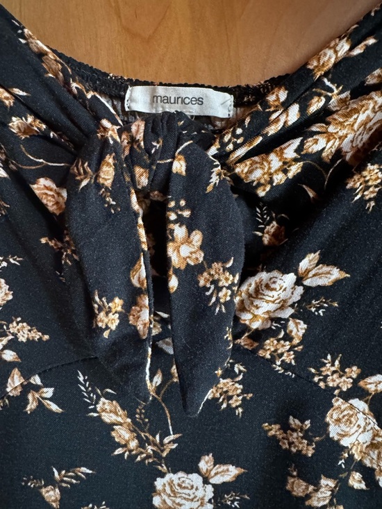 Maurices Black Floral Midi Dress with Beige Blossoms - Picture 2 of 7